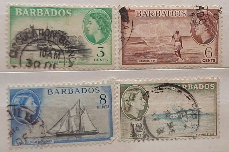 Barbados 1953-61 Elizabeth II Definitives 4 Used stamps