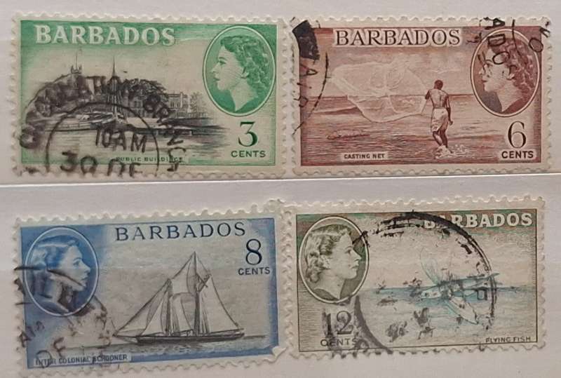 Barbados 1953-61 Elizabeth II Definitives 4 Used stamps