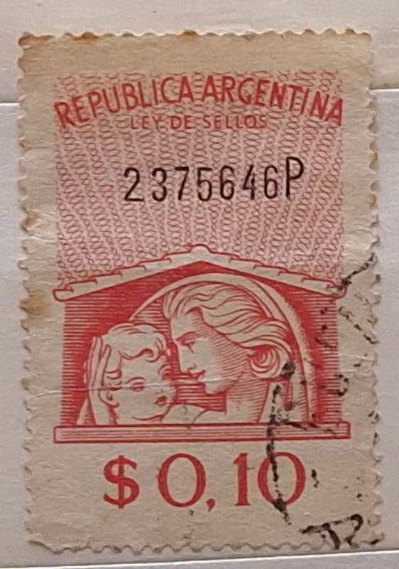 Argentina 1940's Peronist Government Tax / Revenue 1 Used stamp