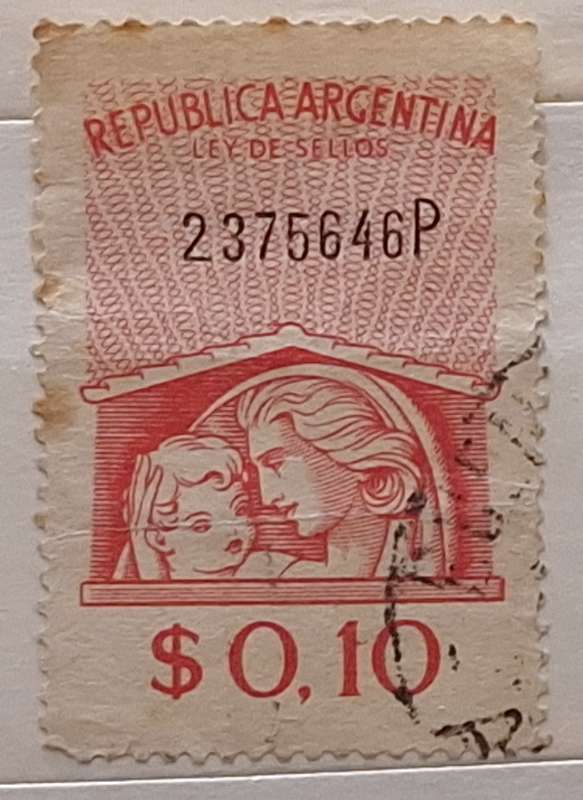 Argentina 1940's Peronist Government Tax / Revenue 1 Used stamp
