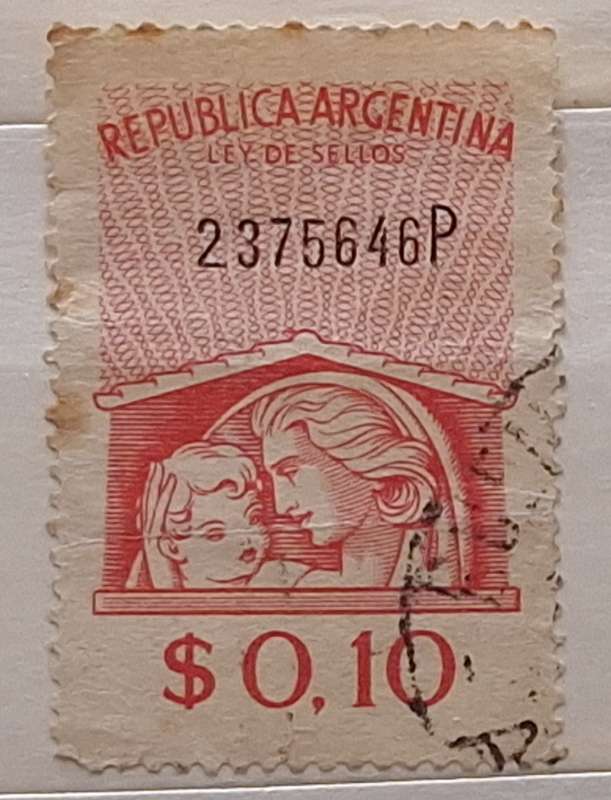 Argentina 1940's Peronist Government Tax / Revenue 1 Used stamp