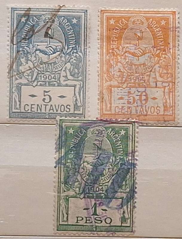 Argentina 1904 Revenue Tax LEY DE SELLOS 3 Used stamps