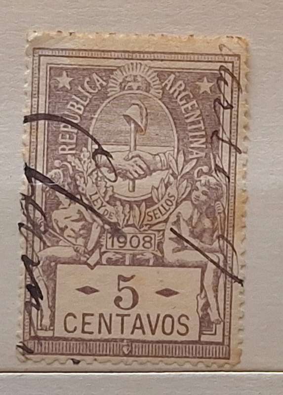Argentina 1908 Revenue Tax LEY DE SELLOS 1 Used stamp