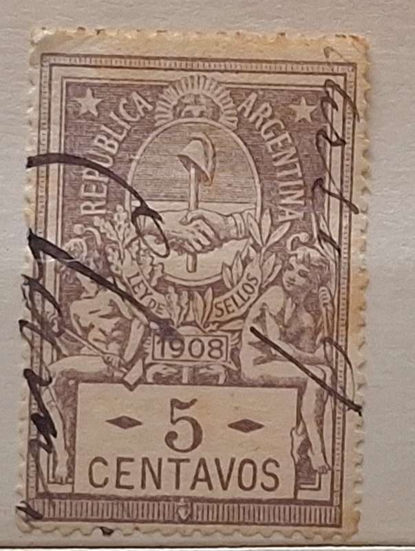 Argentina 1908 Revenue Tax LEY DE SELLOS 1 Used stamp
