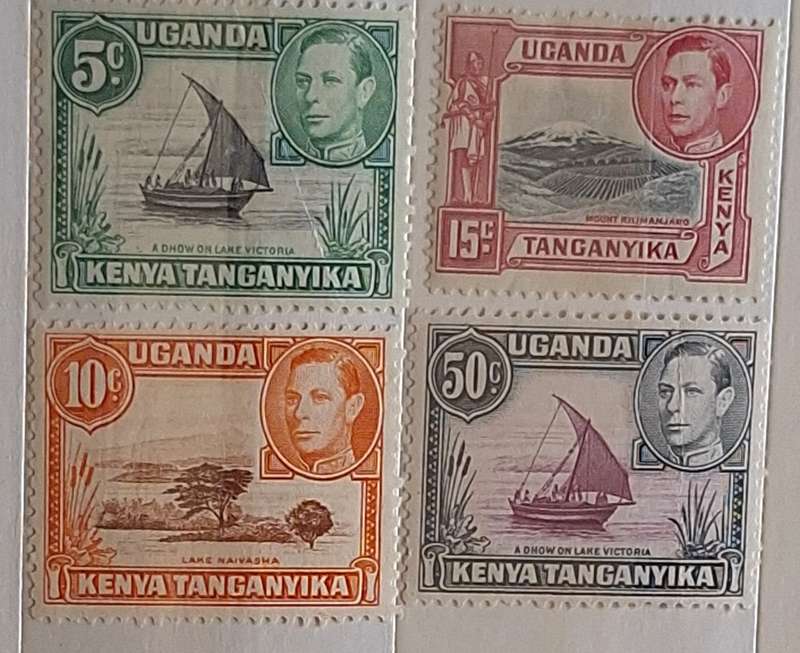 KUT Kenya Tanganyika and Uganda 1938-54 George VI Definitives 4 Mint stamps