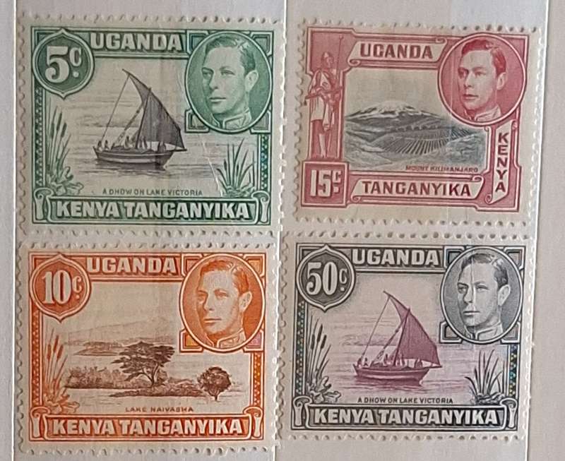 KUT Kenya Tanganyika and Uganda 1938-54 George VI Definitives 4 Mint stamps