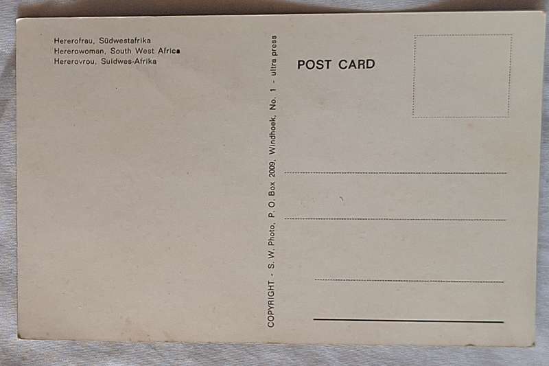 South West Africa Post Card Herero woman S.W. Photo No 1