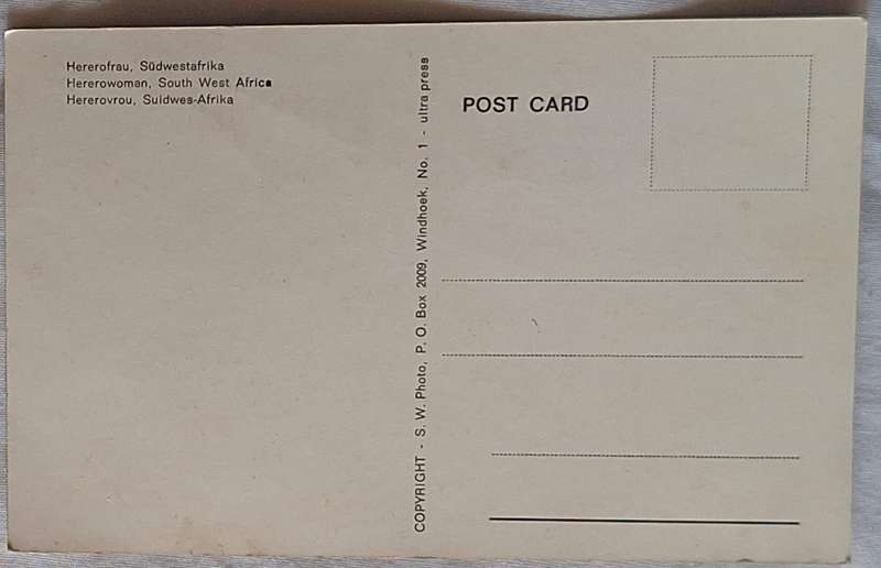 South West Africa Post Card Herero woman S.W. Photo No 1