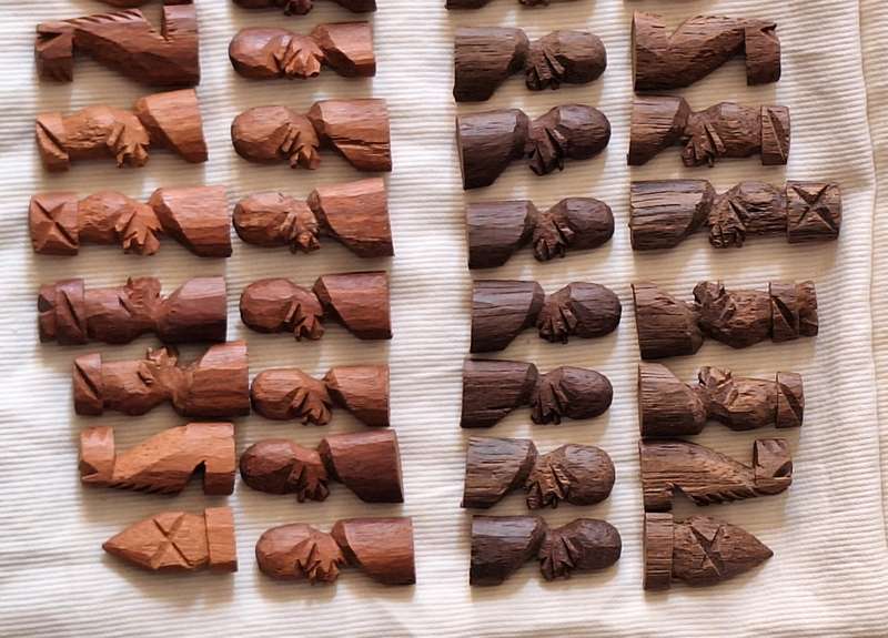 Hand Carved Wooden African Head Chess Pieces without board