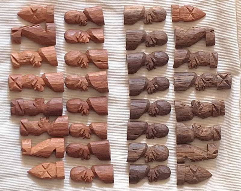 Hand Carved Wooden African Head Chess Pieces without board