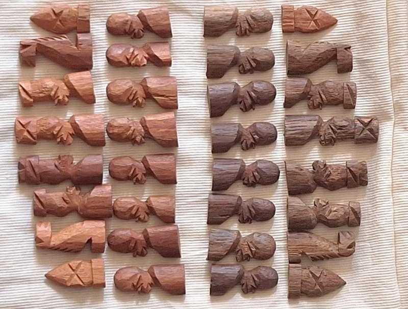 Hand Carved Wooden African Head Chess Pieces without board