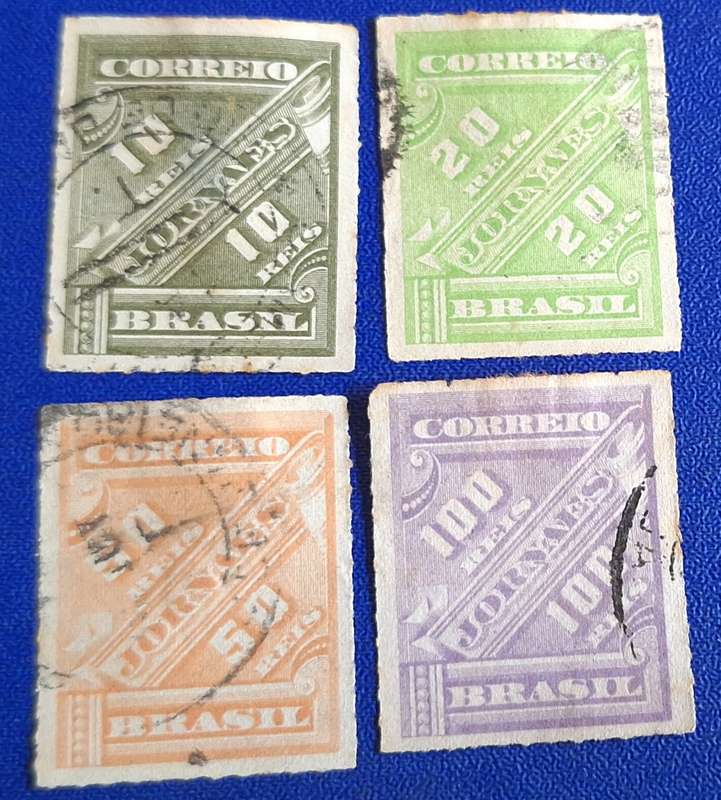 Brazil 1889 Newspaper stamps  4 Used Hinged Imperforate stamps