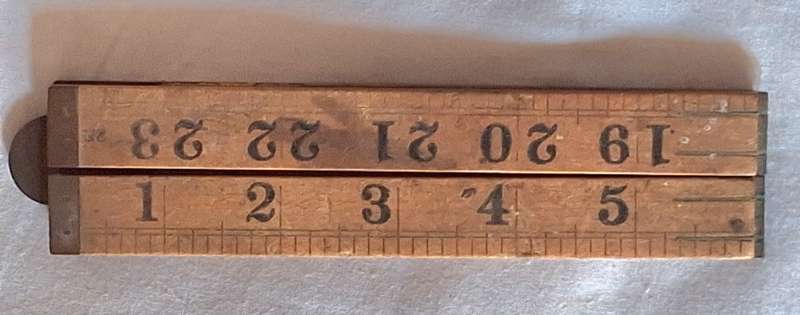 Vintage Rawbone Boxwood Inch Folding Measure with Brass fittings Made in England