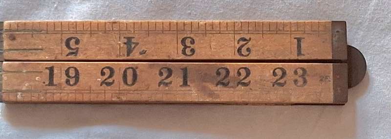 Vintage Rawbone Boxwood Inch Folding Measure with Brass fittings Made in England