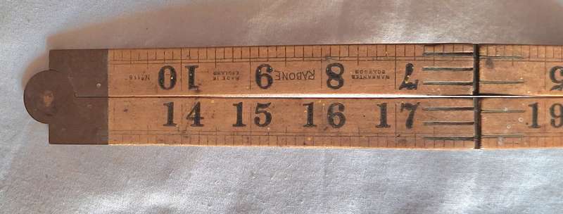 Vintage Rawbone Boxwood Inch Folding Measure with Brass fittings Made in England