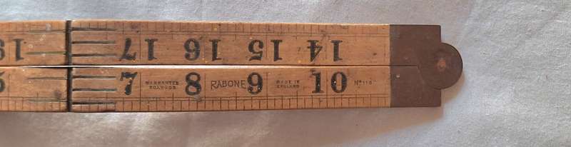 Vintage Rawbone Boxwood Inch Folding Measure with Brass fittings Made in England