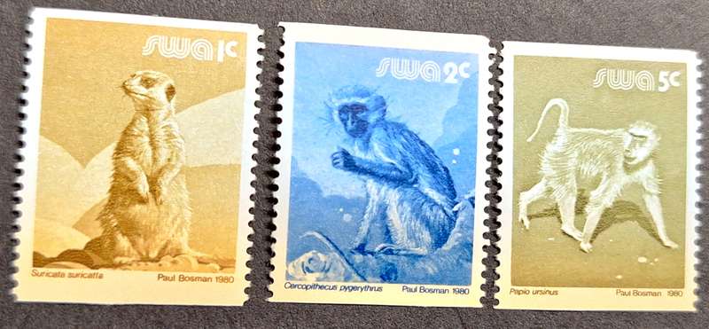 South West Africa 1980 Animal 3 Mint Coil stamps