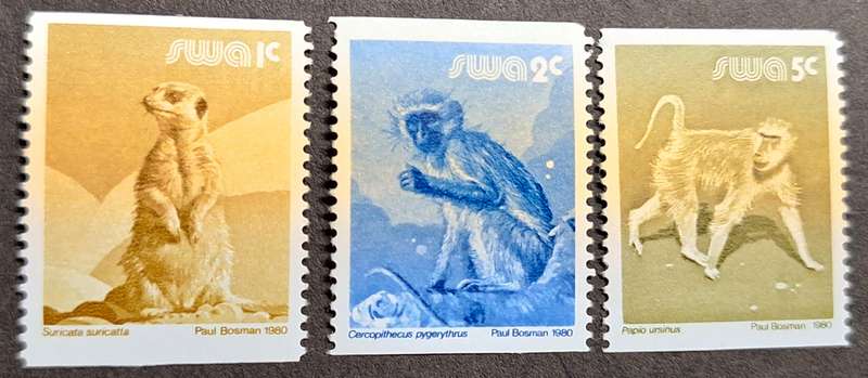 South West Africa 1980 Animal 3 Mint Coil stamps