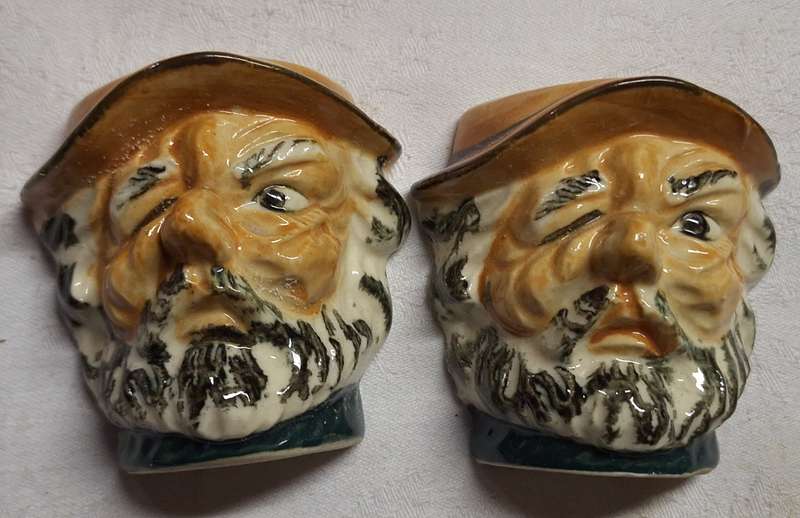 Winking Grizzled Old Man Salt n Pepper shakers c1940/50s