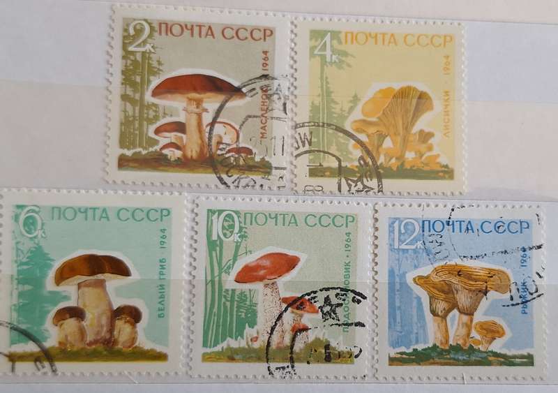 Russia Soviet Union 1964 Mushrooms Set of 5 Cancelled Hinged stamps