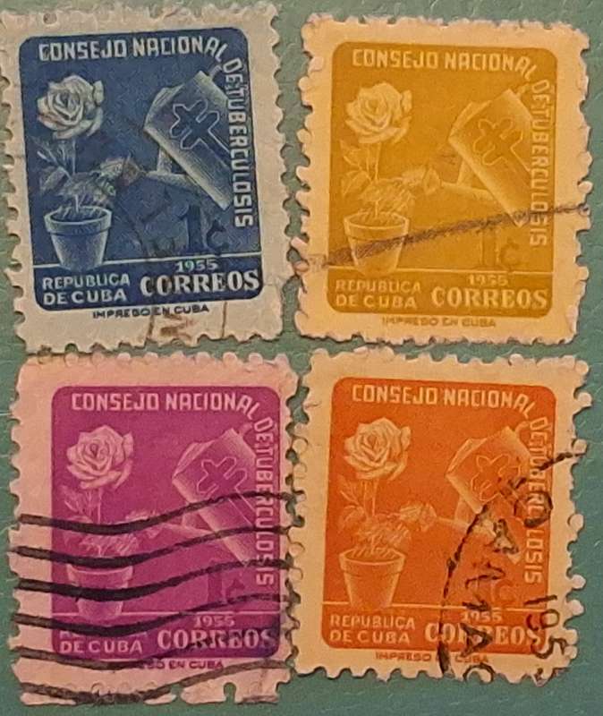 Cuba 1955  Anti tuberculosis Set of 4 Used Hinged stamps