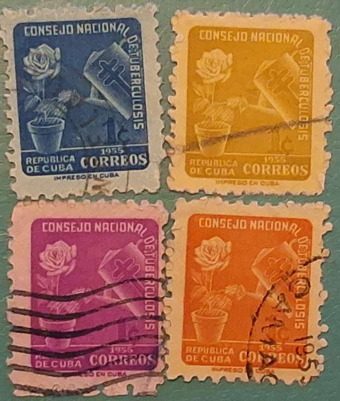 Cuba 1955  Anti tuberculosis Set of 4 Used Hinged stamps