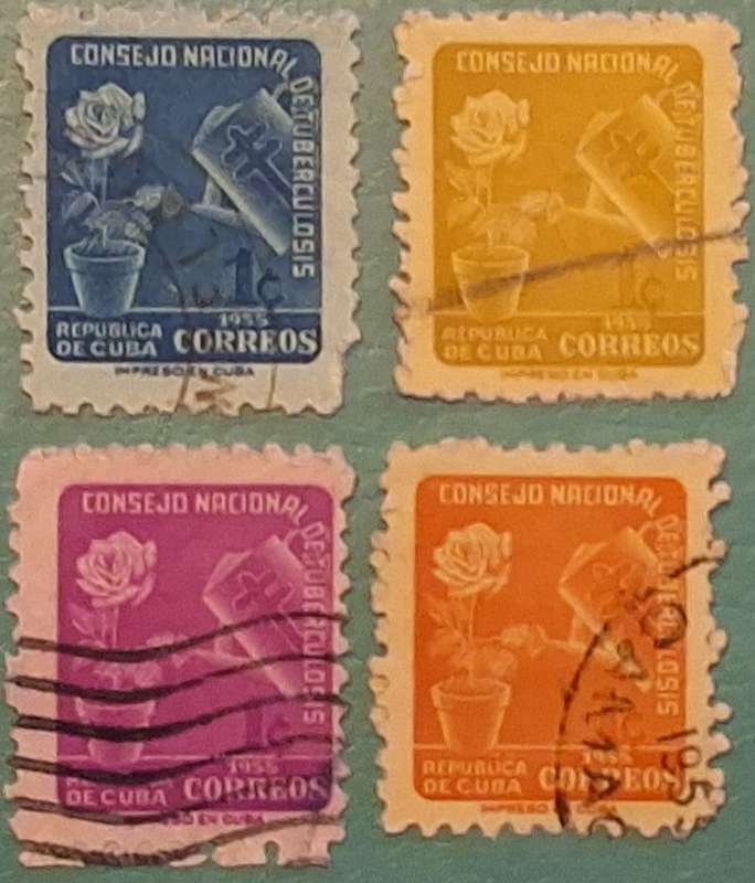 Cuba 1955  Anti tuberculosis Set of 4 Used Hinged stamps