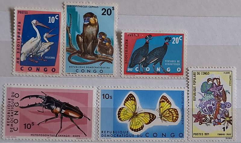Congo Mixed Lot 6 Unused Hinged stamps