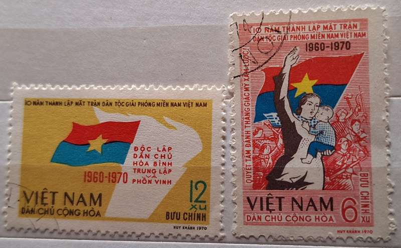 North Vietnam 1970 National Front for Liberation of South Korea Set of 2 Cancelled Hinged stamps