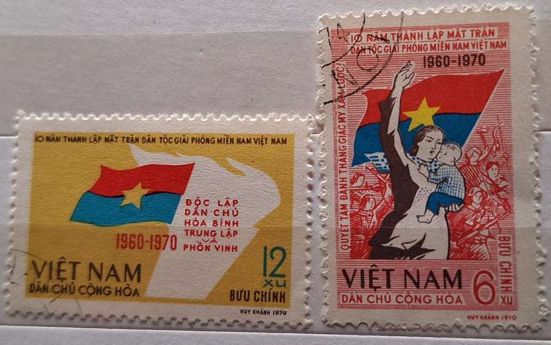 North Vietnam 1970 National Front for Liberation of South Korea Set of 2 Cancelled Hinged stamps