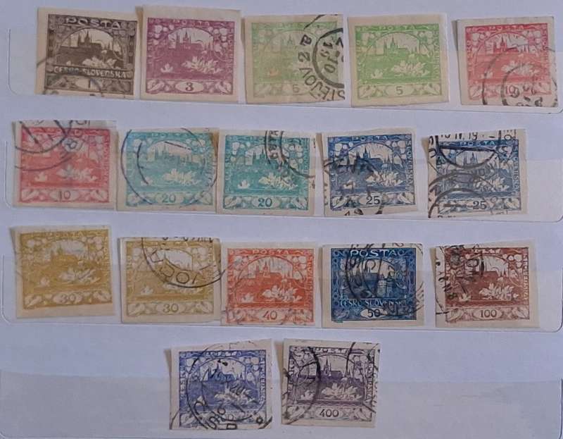 Czechoslovakia 1919/20 Pictorial Definitive 17 Imperforate Mostly Used stamps