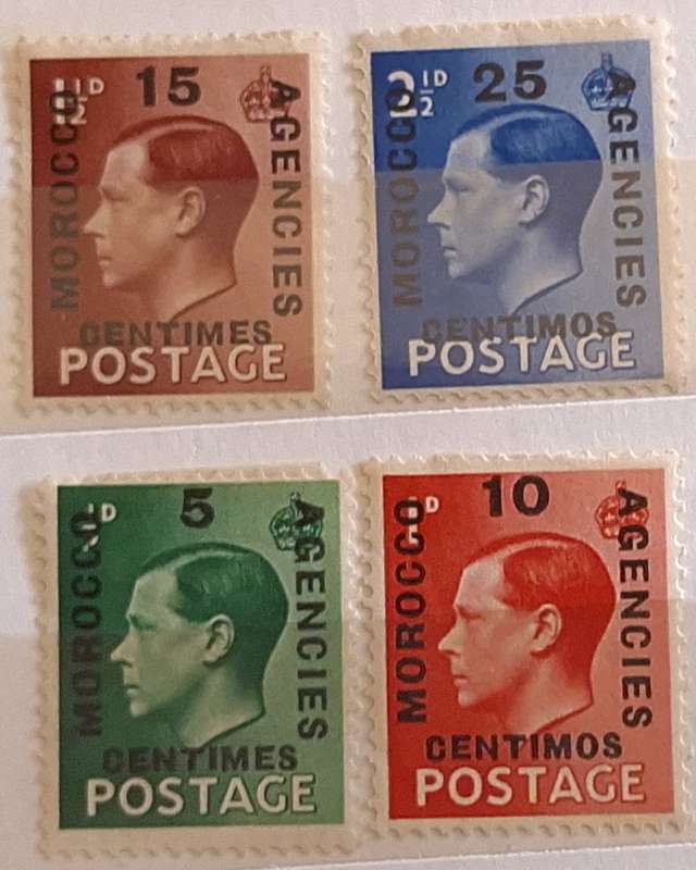 Morocco Agencies Spanish Currency 1936 Edward VIII Set of 4 Unused Hinged stamps