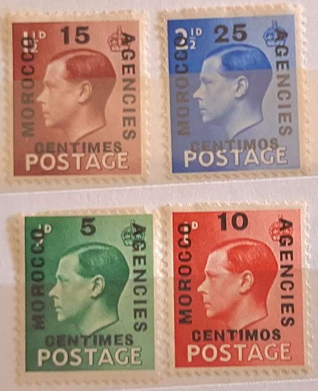 Morocco Agencies Spanish Currency 1936 Edward VIII Set of 4 Unused Hinged stamps