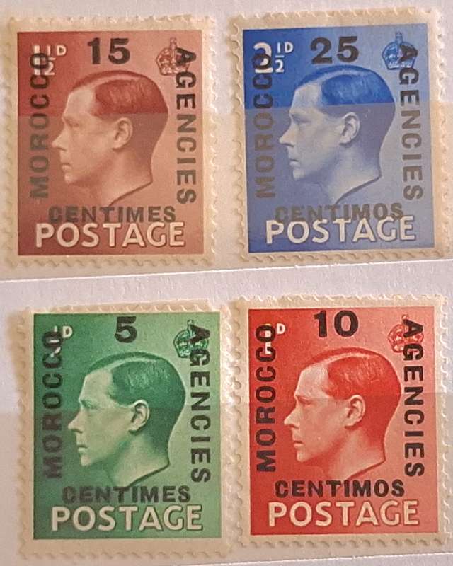 Morocco Agencies Spanish Currency 1936 Edward VIII Set of 4 Unused Hinged stamps