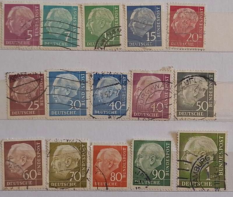 Germany Deutsche Bundespost 1954 President Heuss 15 Used stamps