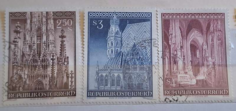 Austria 1977 25th Anniversary of the Reopening of St. Stephen's Cathedral Set of 3 Used stamps