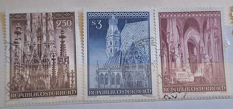 Austria 1977 25th Anniversary of the Reopening of St. Stephen's Cathedral Set of 3 Used stamps