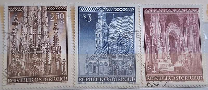 Austria 1977 25th Anniversary of the Reopening of St. Stephen's Cathedral Set of 3 Used stamps