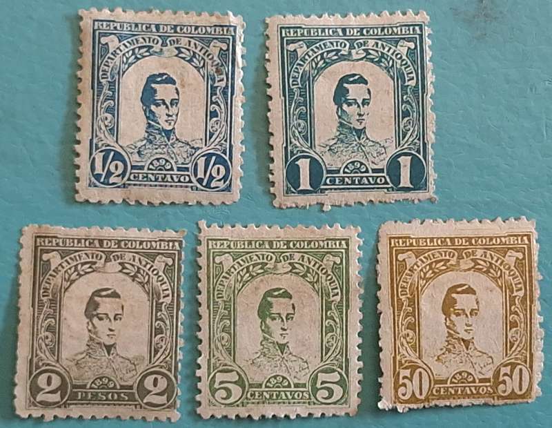 Colombia Antioquia 1899 General José María Córdoba 5 Unused Hinged stamps