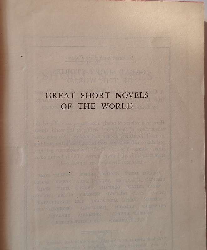 Great Short Novels of the World Compiled by Barrett H Clark Hardcover 1927