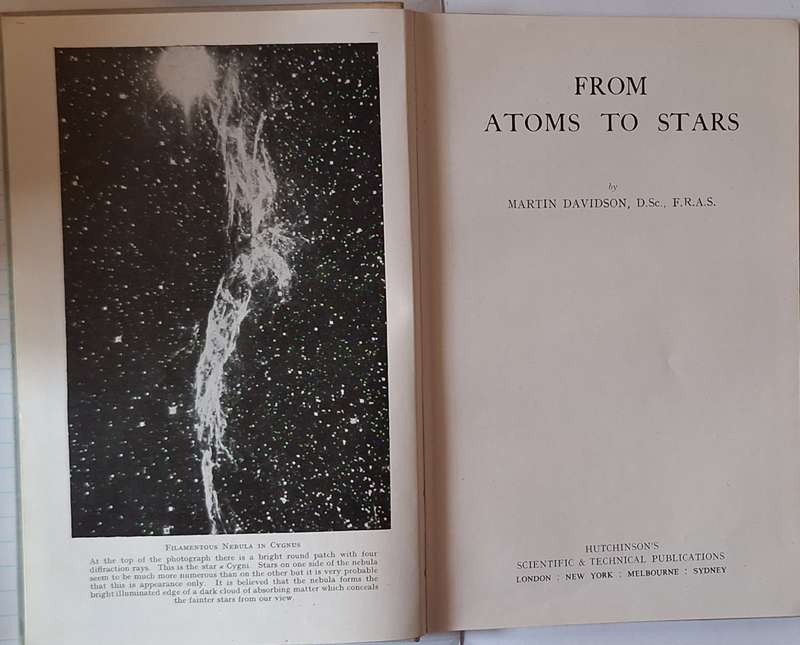 From Atoms to Stars by Martin Davidson Hardcover 1946 Second Edition