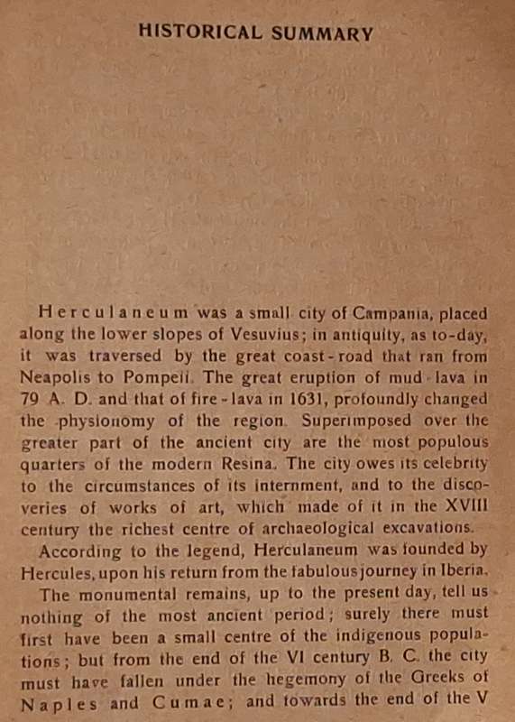 A Companion to the Visit of Herculaneum by Amedeo Maiuri Soft Cover 1944