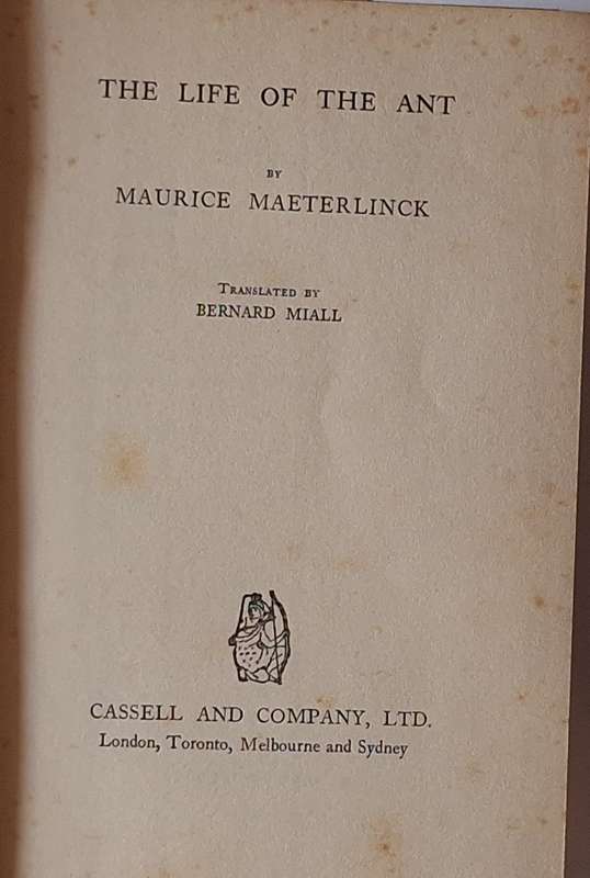 The Life of The Ant by Maurice Maeterlinck Hardcover 1930