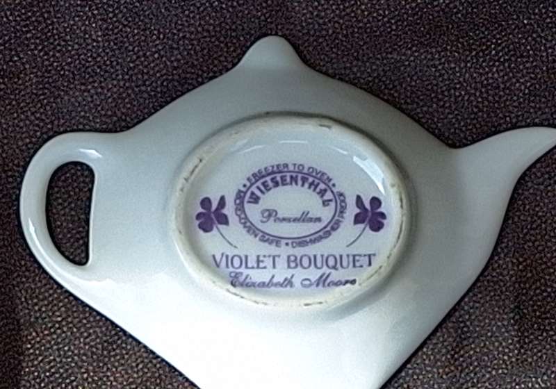 Wiesenthal Violet Bouquet  Elizabeth Moore Teabag  Holder