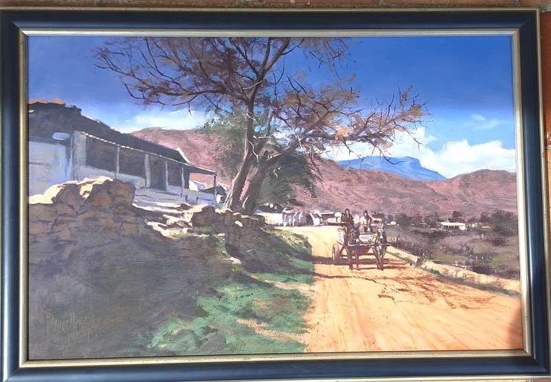 Framed Landscape Oil on Board by Hannes Meintjes