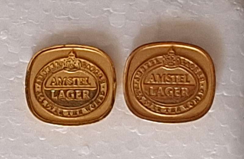 Pair Amstel Lager Plated Cufflinks