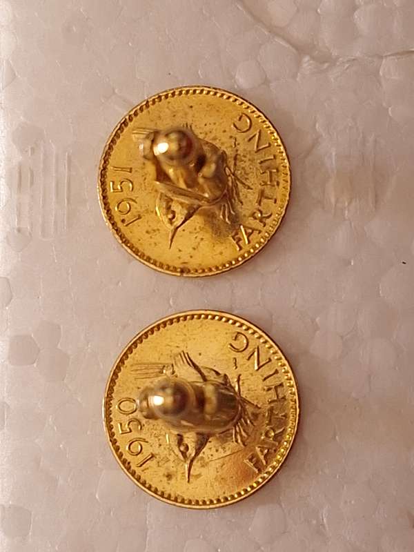 Pair George VI Plated Farthing Cufflinks