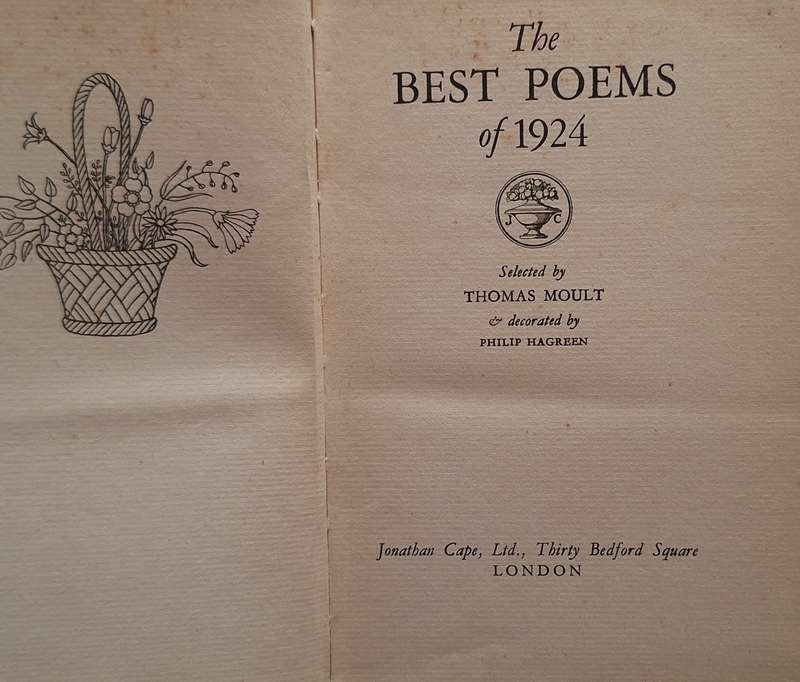 The Best Poems of 1924 Selected by Thomas Moult Hardcover