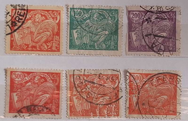 Czechoslovakia 1920 Agriculture and Science 6 Used Hinged stamps