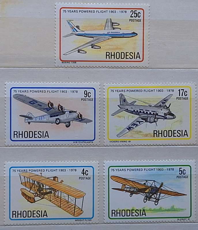Rhodesia 1978 75 years Powered Flight Part Set 5 Used stamps